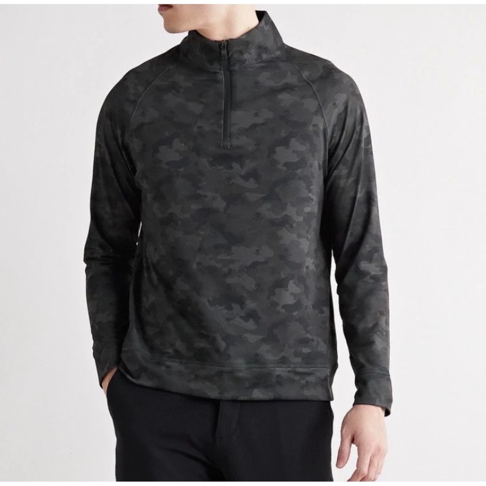 G/FORE Brushed Back Terry quarter zip pullover top camo skull M golf performance